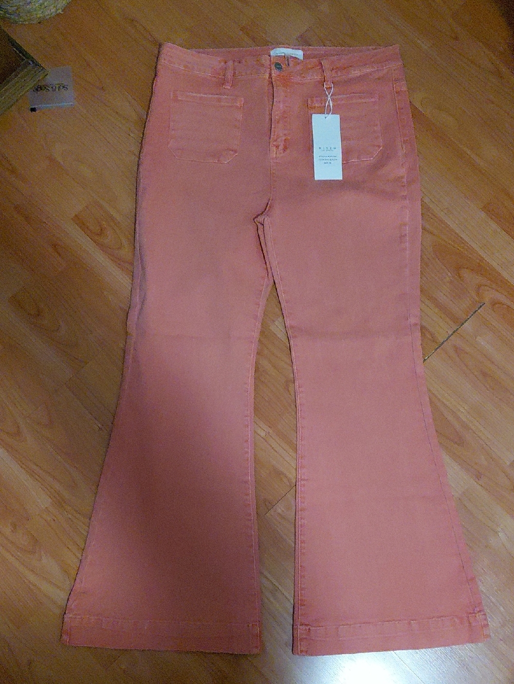 High-Rise Coral Flare Jeans -